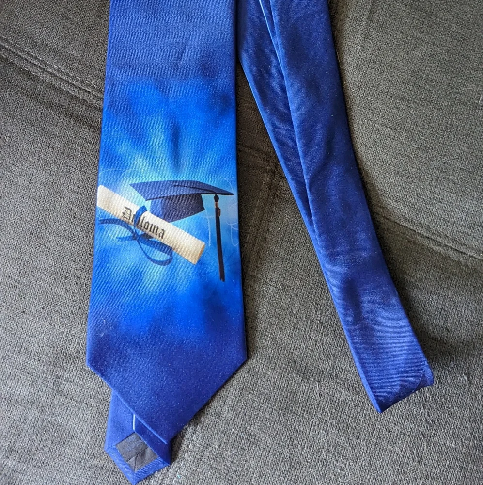Graduation Tie Diploma Adult Blue